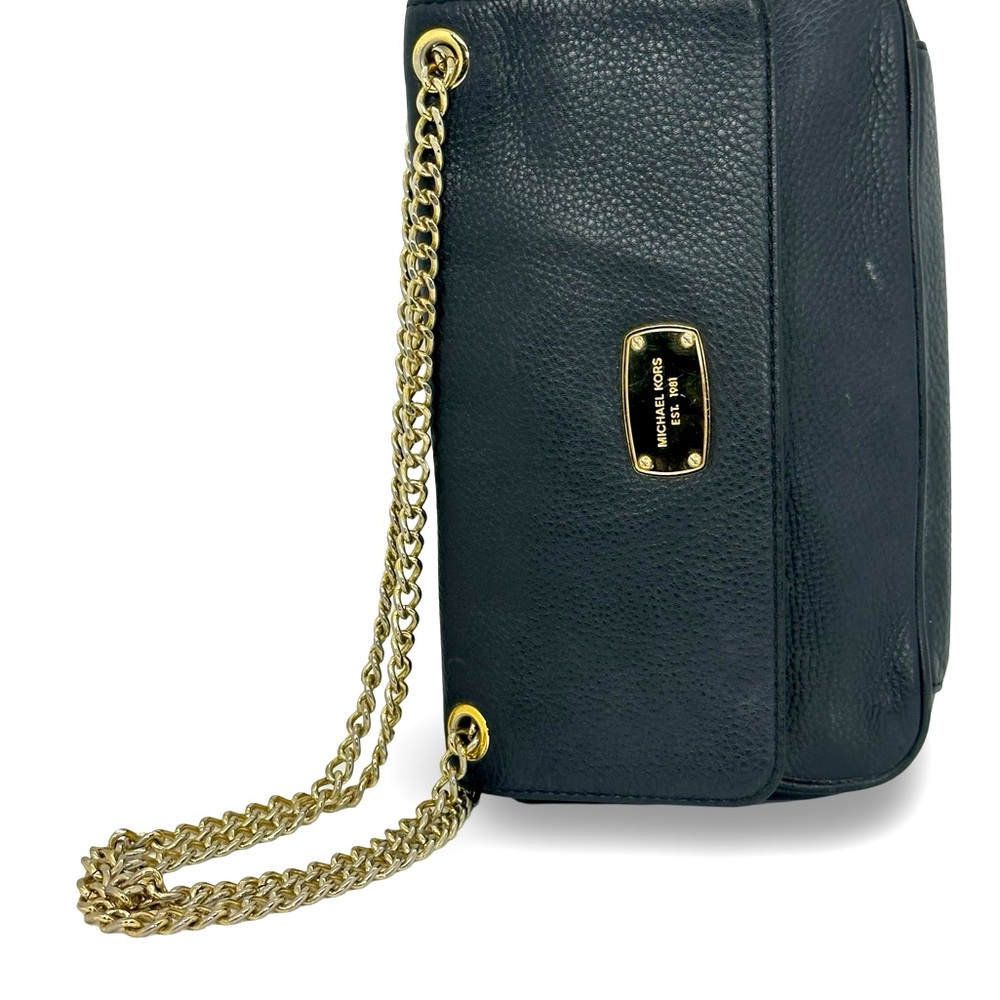 Michael Kors black leather bag gold chain